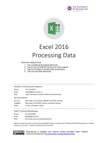 Excel 2016 Processing Data - UQ Library