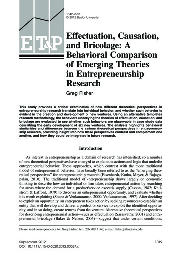 ET P And Bricolage: A Of Emerging Theories In .