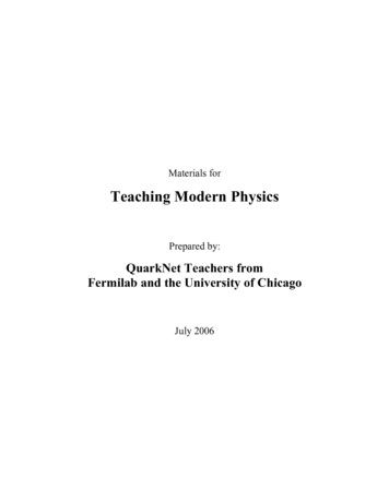 Teaching Modern Physics - Quarknet