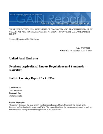 United Arab Emirates Food And Agricultural Import .