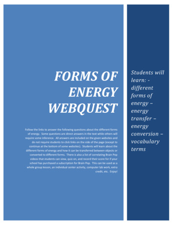 Forms Of Energy Webquest - WPMU DEV