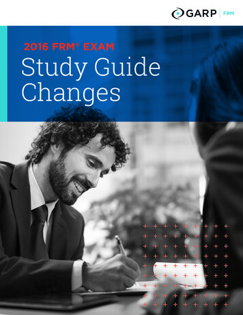 2016 FRM EXAM Study Guide Changes - WordPress 