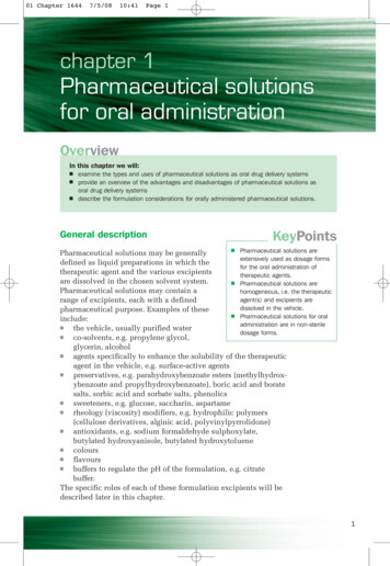Chapter 1 Pharmaceutical Solutions For Oral Administration