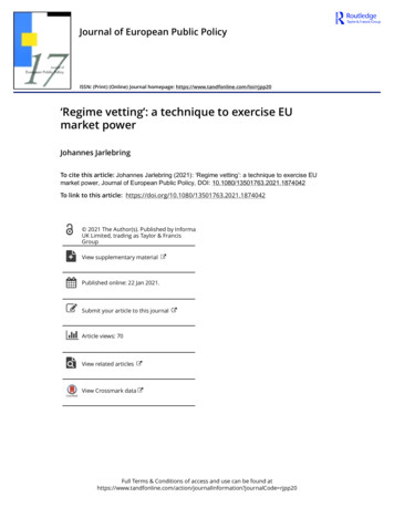 ‘Regime Vetting’: A Technique To Exercise EU Market Power