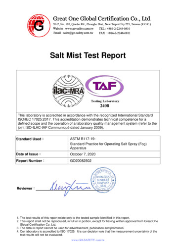 Salt Mist Test Report - AI Technology