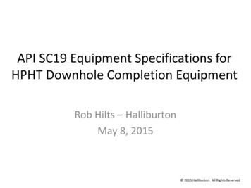 API SC19 Equipment Specifications For HPHT Downhole .