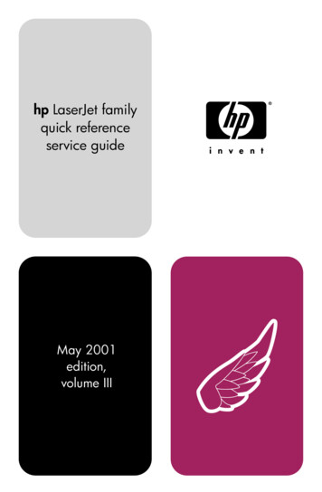 Hp LaserJet Family Quick Reference Service Guide