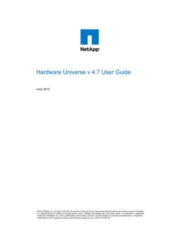 Hardware Universe V 4.7 User Guide - NetApp