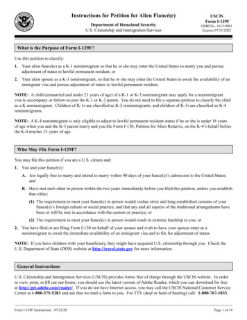 Instructions For Petition For Lien Fiance UI Form I-129F