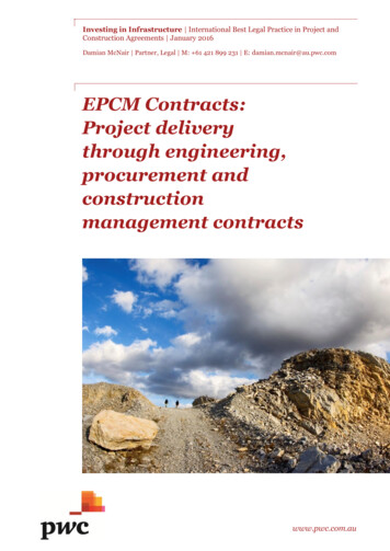 EPCM Contracts: Project Delivery Through Engineering .