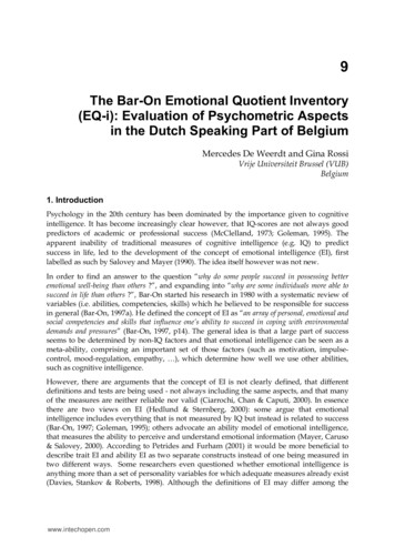 The Bar-On Emotional Quotient Inventory (EQ-i): Evaluation .