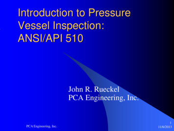 Introduction To Pressure Vessel Inspection: ANSI/API 510