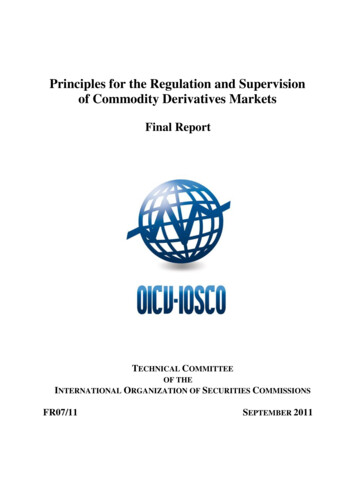 Principles For The Regulation And Supervision Of Commodity .