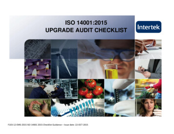 ISO 14001:2015 UPGRADE AUDIT CHECKLIST