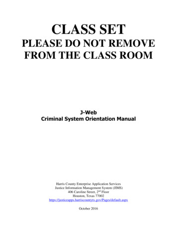 JWEB Criminal Inquiry Manual - Harris County, Texas