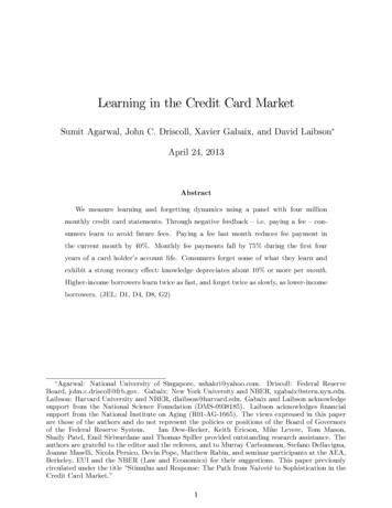 Learning In The Credit Card Market - Harvard University