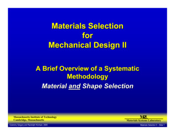 Materials Selection For Mechanical Design II