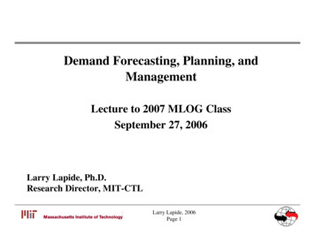 Demand Forecasting, Planning, And Management