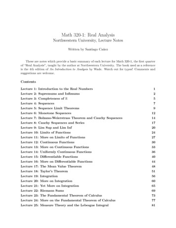 Math 320-1: Real Analysis