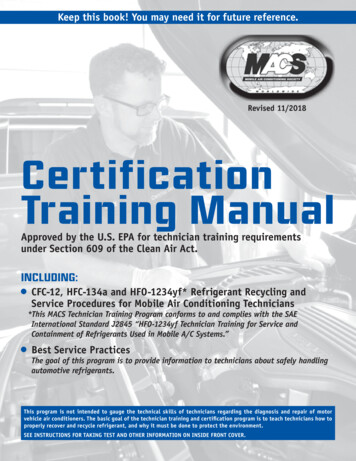 Certification Training Manual - Mobile Air Climate Systems .