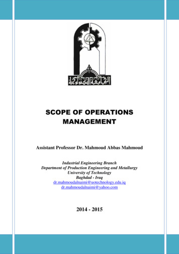 SCOPE OF OPERATIONS MANAGEMENT