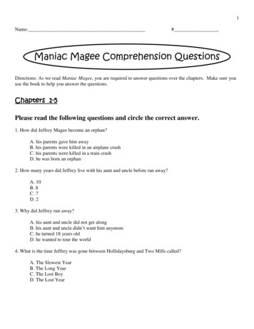 Maniac Magee Comprehension Questions - Weebly
