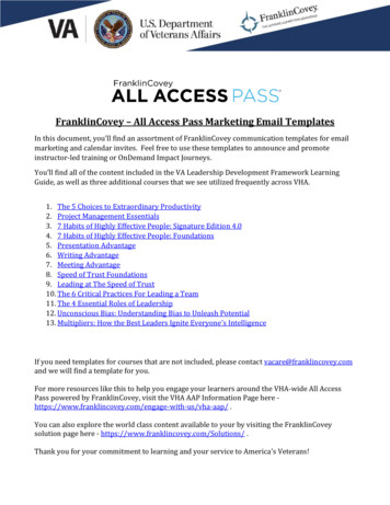 FranklinCovey All Access Pass Marketing Email Templates