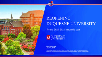 REOPENING DUQUESNE UNIVERSITY