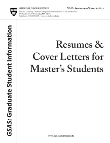 Resumes & Cover Letters For Master’s Students