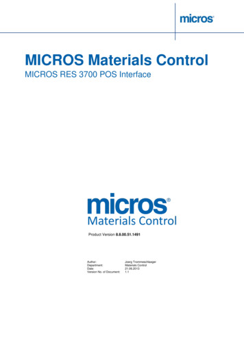 MICROS Materials Control - Oracle