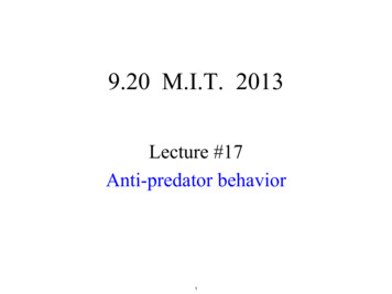 Lecture 17 Notes: Anti-predation Behavior