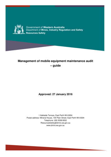 Management Of Mobile Equipment Maintenance Audit Guide