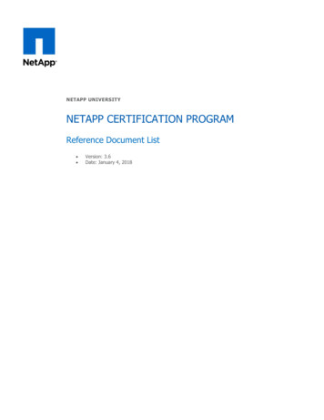 NETAPP CERTIFICATION PROGRAM