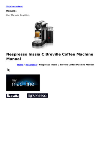 Nespresso Inssia C Breville Coffee Machine Manual - Manuals 