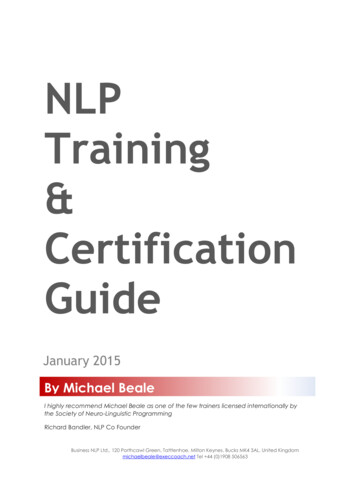 NLP Training Guide 2013