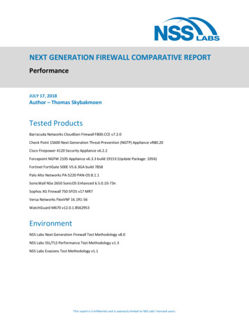 NEXT GENERATION FIREWALL COMPARATIVE REPORT
