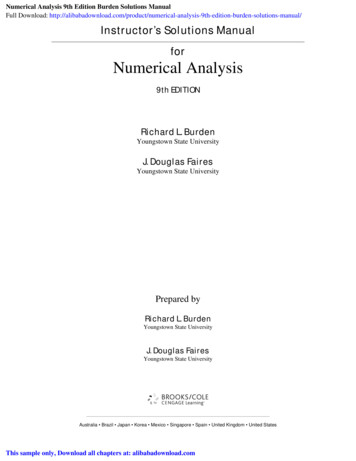 Numerical Analysis 9th Edition Burden Solutions Manual