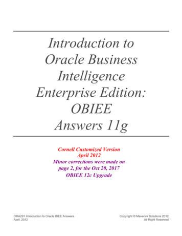 Introduction To Oracle Business Intelligence Enterprise .