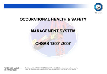 OCCUPATIONAL HEALTH & SAFETY MANAGEMENT SYSTEM 