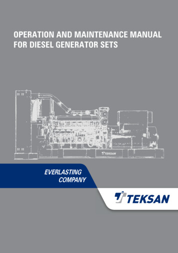 OPERATION AND MAINTENANCE MANUAL FOR DIESEL 