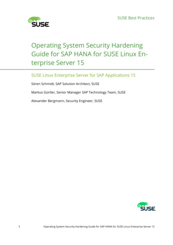 Operating System Security Hardening Guide For SAP HANA For .