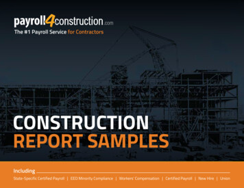 CONSTRUCTION REPORT SAMPLES - The #1 Payroll Service Just .