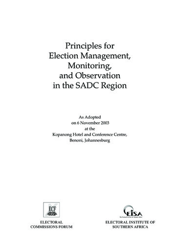 Principles For Election Management, Monitoring, And .