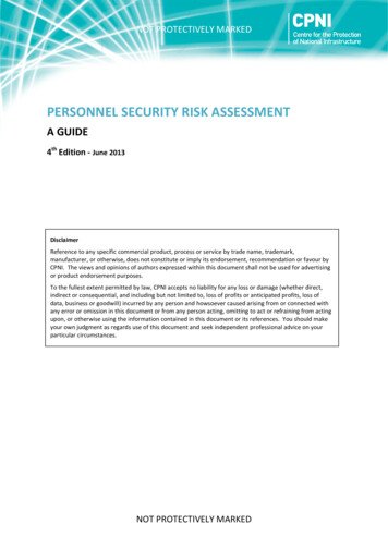 PERSONNEL SECURITY RISK ASSESSMENT - CPNI