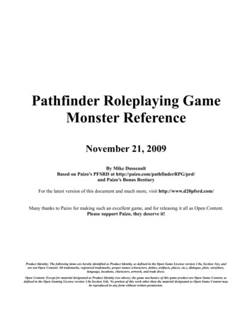 Pathfinder Roleplaying Game Monster Reference