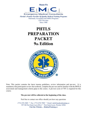 PHTLS PREPARATION PACKET 9th Edition