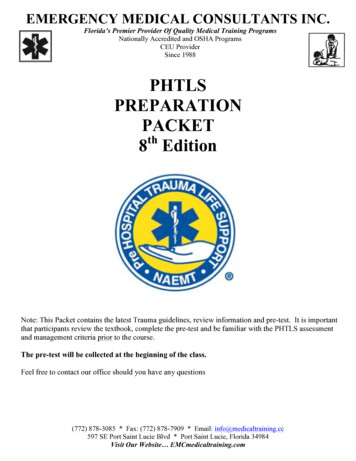 PHTLS PREPARATION PACKET 8 Edition