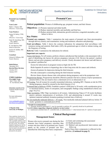 Prenatal Care Guideline Prenatal Care - Michigan Medicine