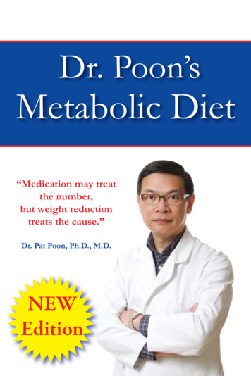 Dr. Poon’s Metabolic Diet - Poondiet 