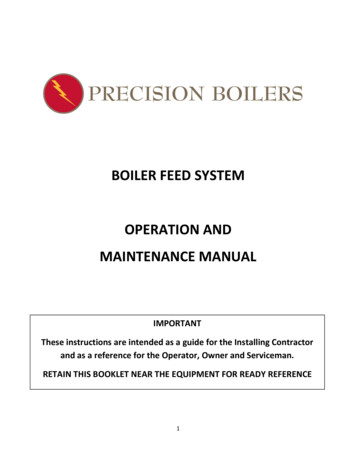 BOILER FEED SYSTEM OPERATION AND MAINTENANCE MANUAL